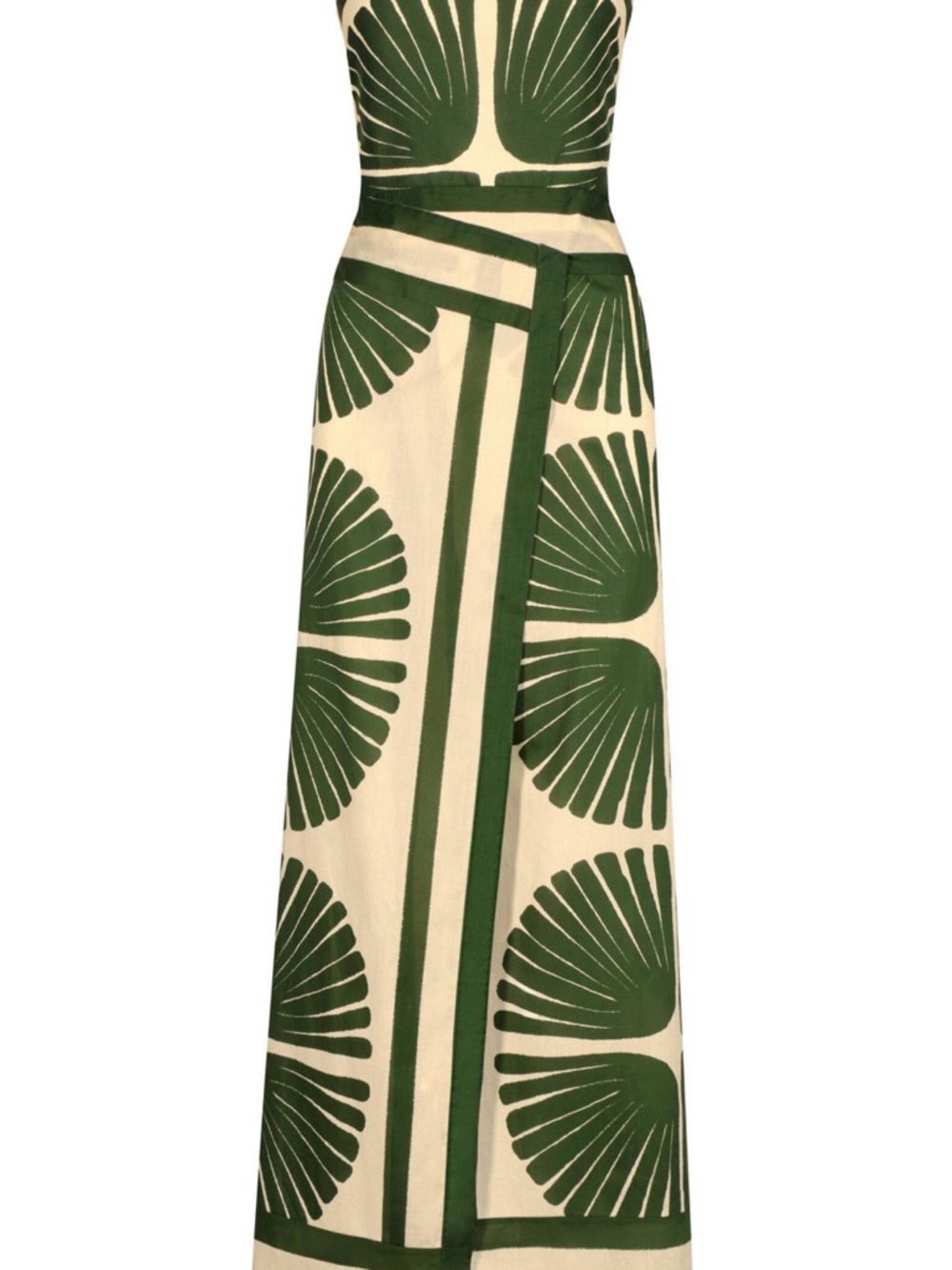 Luxxel Green and Cream Graphic Maxi Dress Wrap Skirt